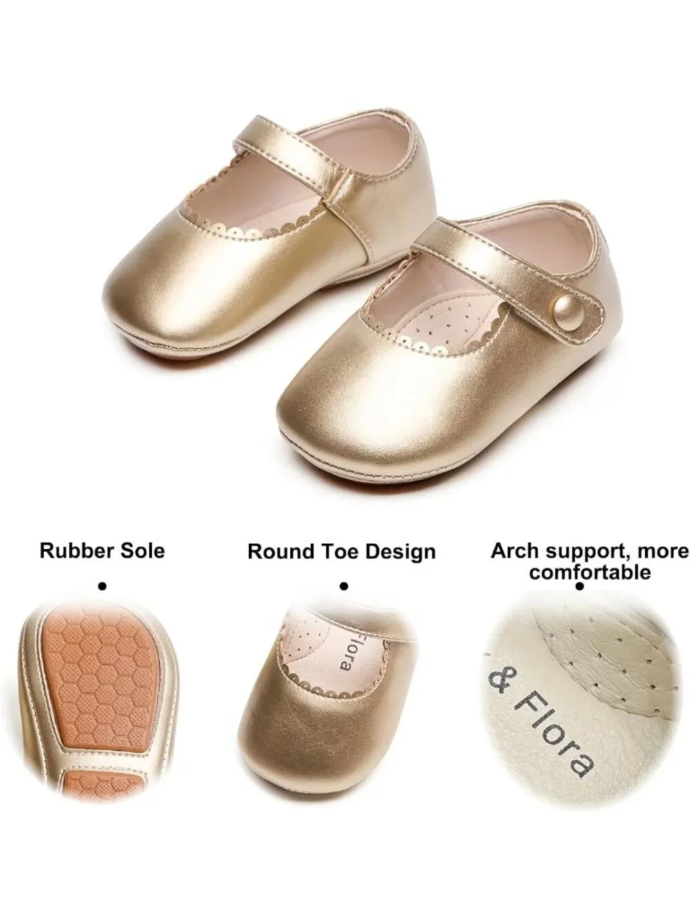 Soft Sole Infant Walking Shoes - Baby Moccasins with Rubber Sole, Crib Shoes